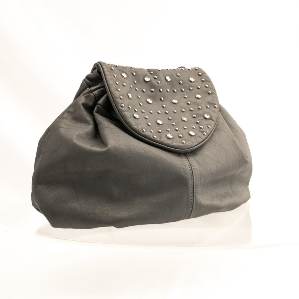 L. J. Simone New York Grey Leather Purse Bag